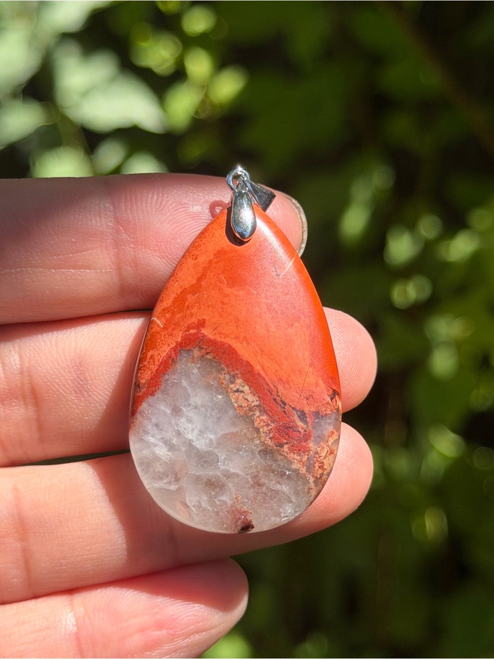 925‎ silver plated druzy teardrop red jasper pendant 2000 - Picture 4 of 7